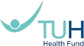 Aglow TUH Health Fund logo featuring a stylized teal checkmark with a circular dot, next to the letters 'TUH' in teal and dark blue.