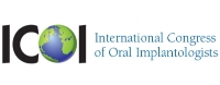 Aglow ICOI logo for the International Congress of Oral Implantologists, featuring a globe graphic within the letters 'ICOI' and the full name in blue text beside it.