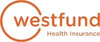 Aglow Westfund Health Insurance logo in orange, with the word 'westfund' encircled partially by an orange line, followed by 'Health Insurance' in smaller text below.