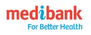 Aglow Medibank logo with the word 'medibank' in red and a blue 'i', followed by the tagline 'For Better Health' in blue.
