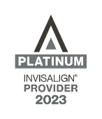 Aglow Logo for Invisalign Platinum Provider 2023, featuring a stylized 'A' with the word 'Platinum' in bold, signifying a high level of Invisalign certification.